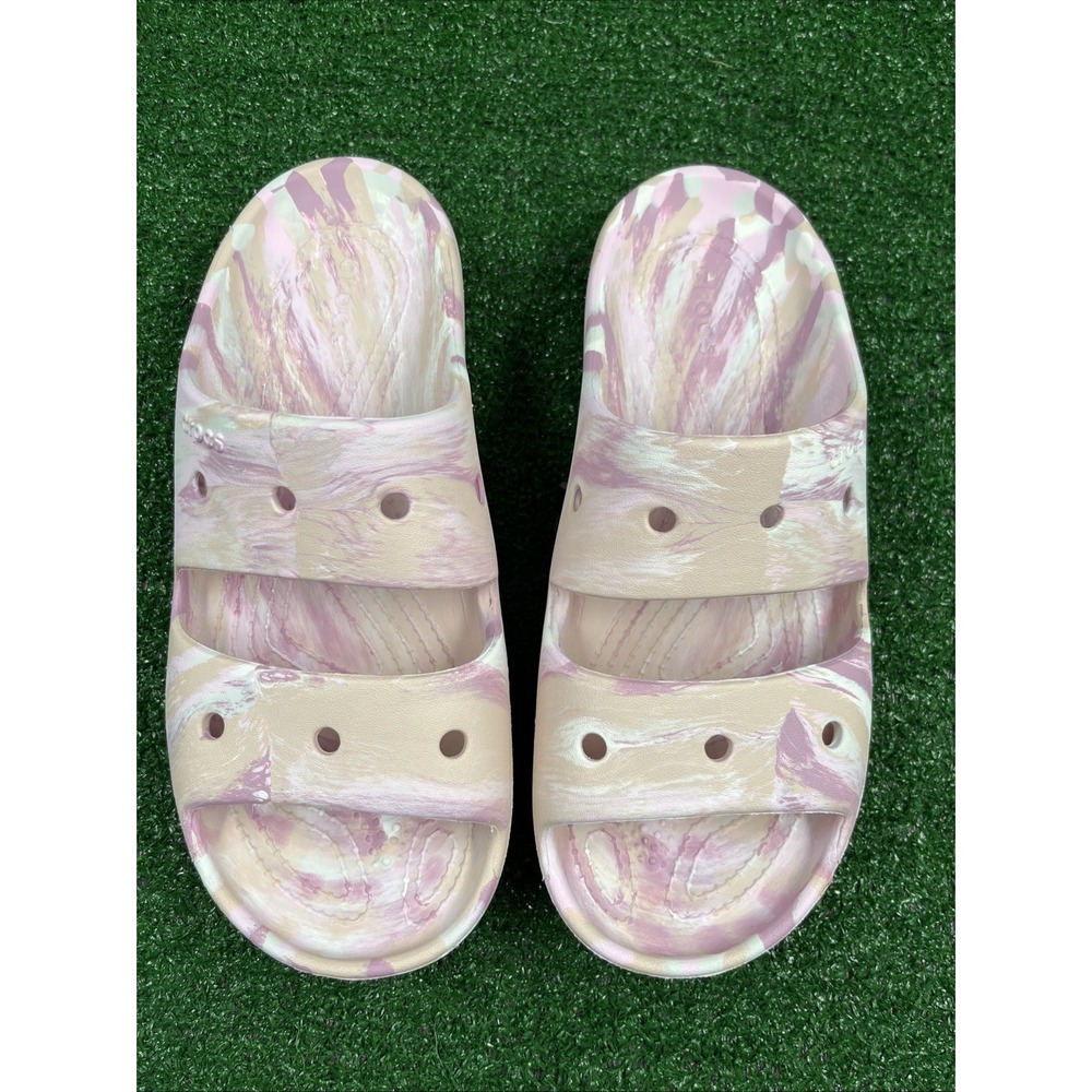 Crocs Classic Marble Sandal v2 Lavender White Beige W9 M7 New